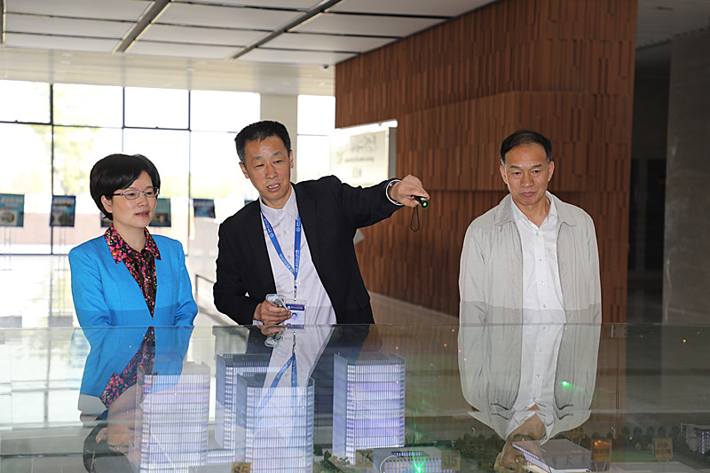 吴敏向段部长介绍学院沙盘.JPG